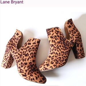 Lane Bryant Dream Cloud Cut‎ Out High Heel Bootie Animal Print Fall Sz 8W